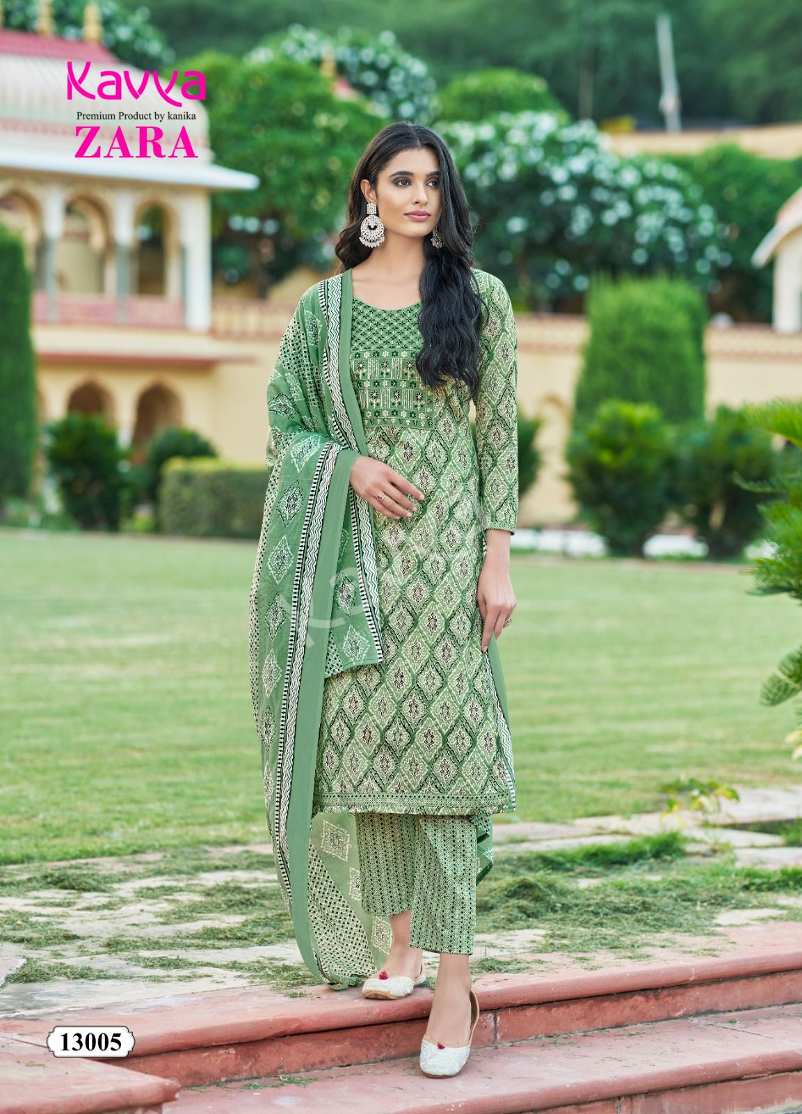 Kavya Zara Vol 13 Cambric Cotton Kurti Pant With Dupatta Collection
